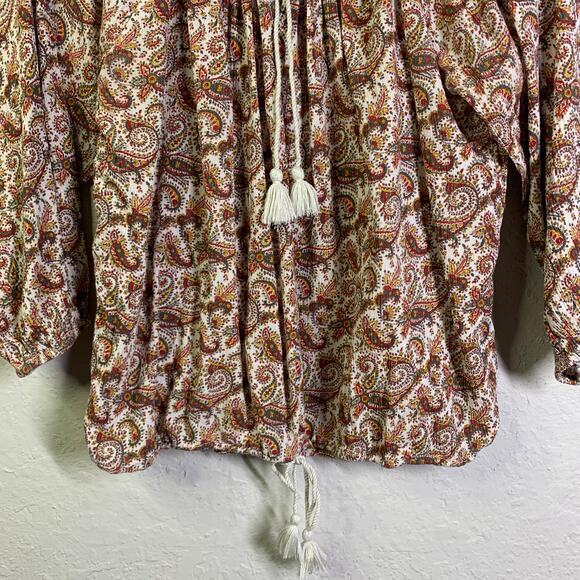 DENIM & SUPPLY Ralph Lauren Blouse Top Paisley Boho Rope Tie Neck‎ & Waist - Picture 5 of 12